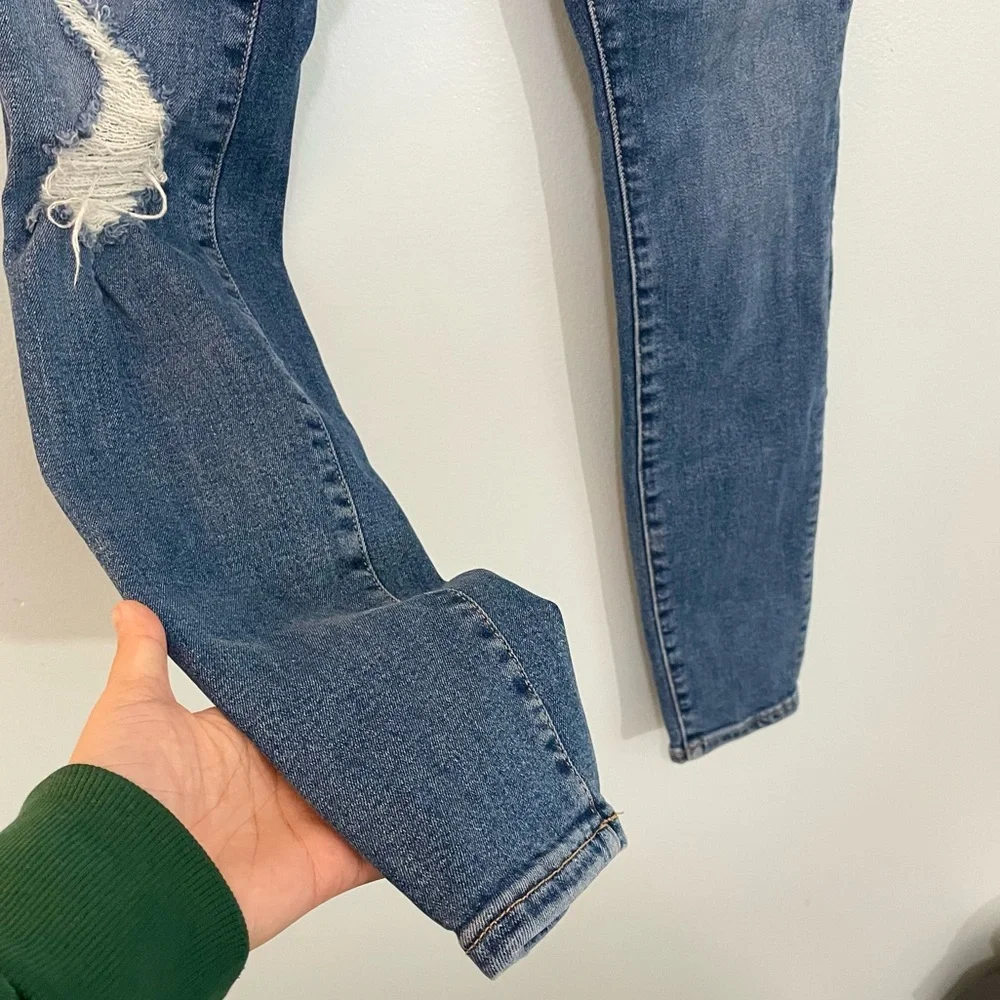 Good American Distressed Good Waist High Rise Skinny Ankle Jean Stretch Blue 28